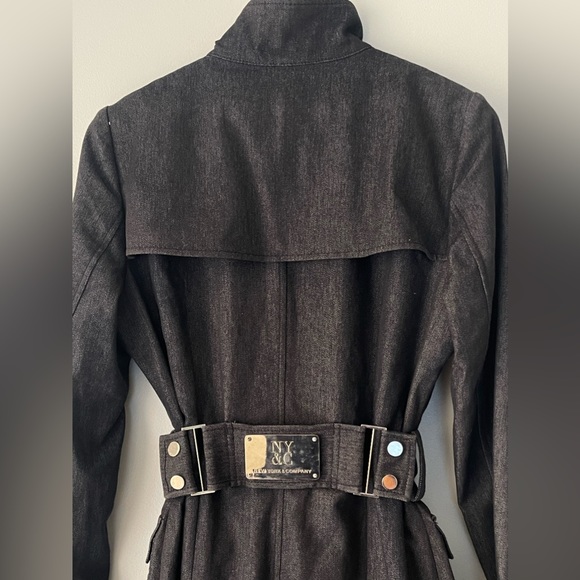 NEW YORK & Company Collection Demin Trench Coat Long Jacket Size 6 - Picture 6 of 13